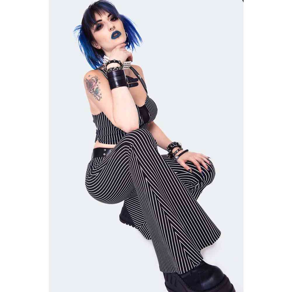 Jawbreaker - Pintstripe Jersey Flared broek - Zwart
